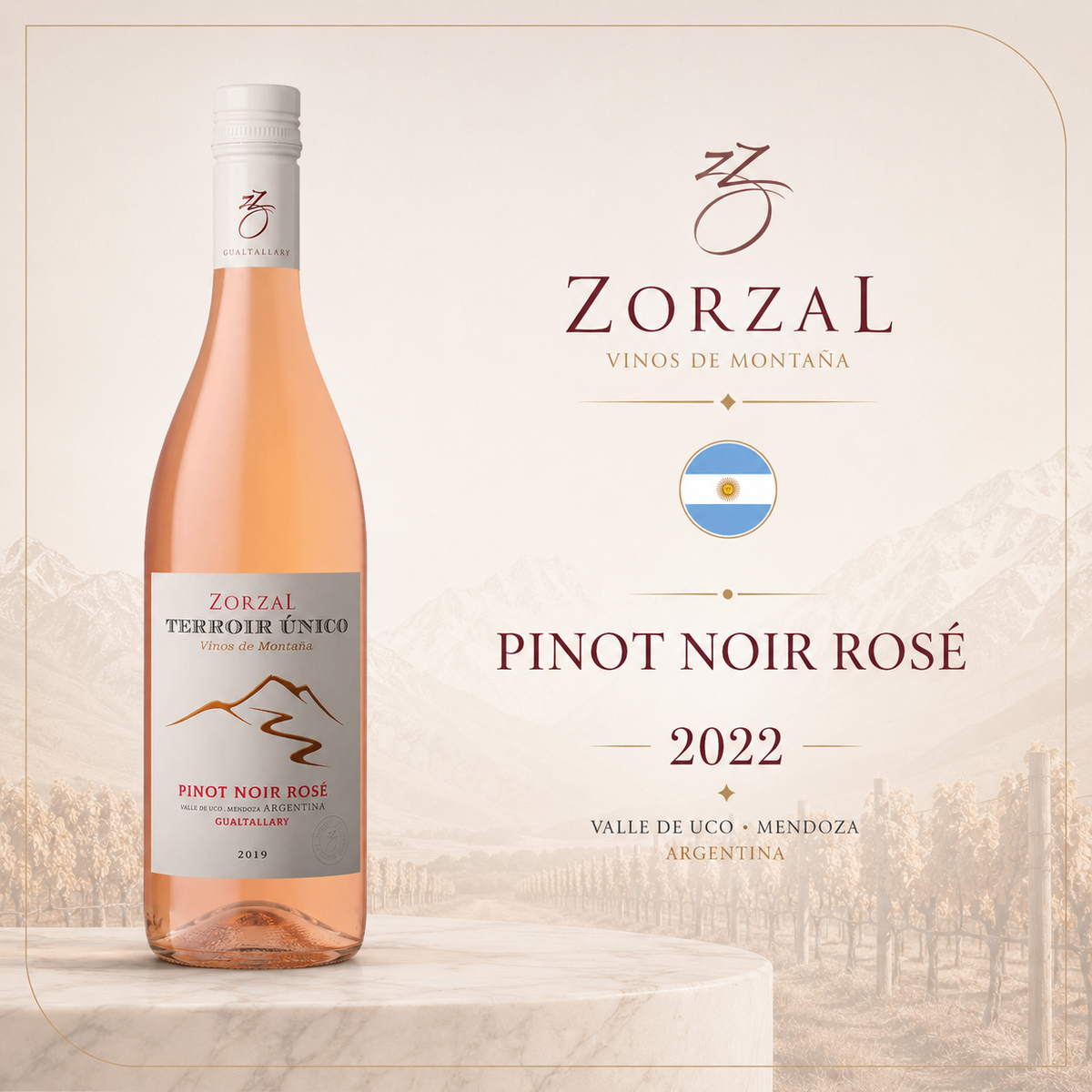 Zorzal Terroir Único Pinot Noir Rosé 2024 – Vinho Fino Rosé Seco 750ml