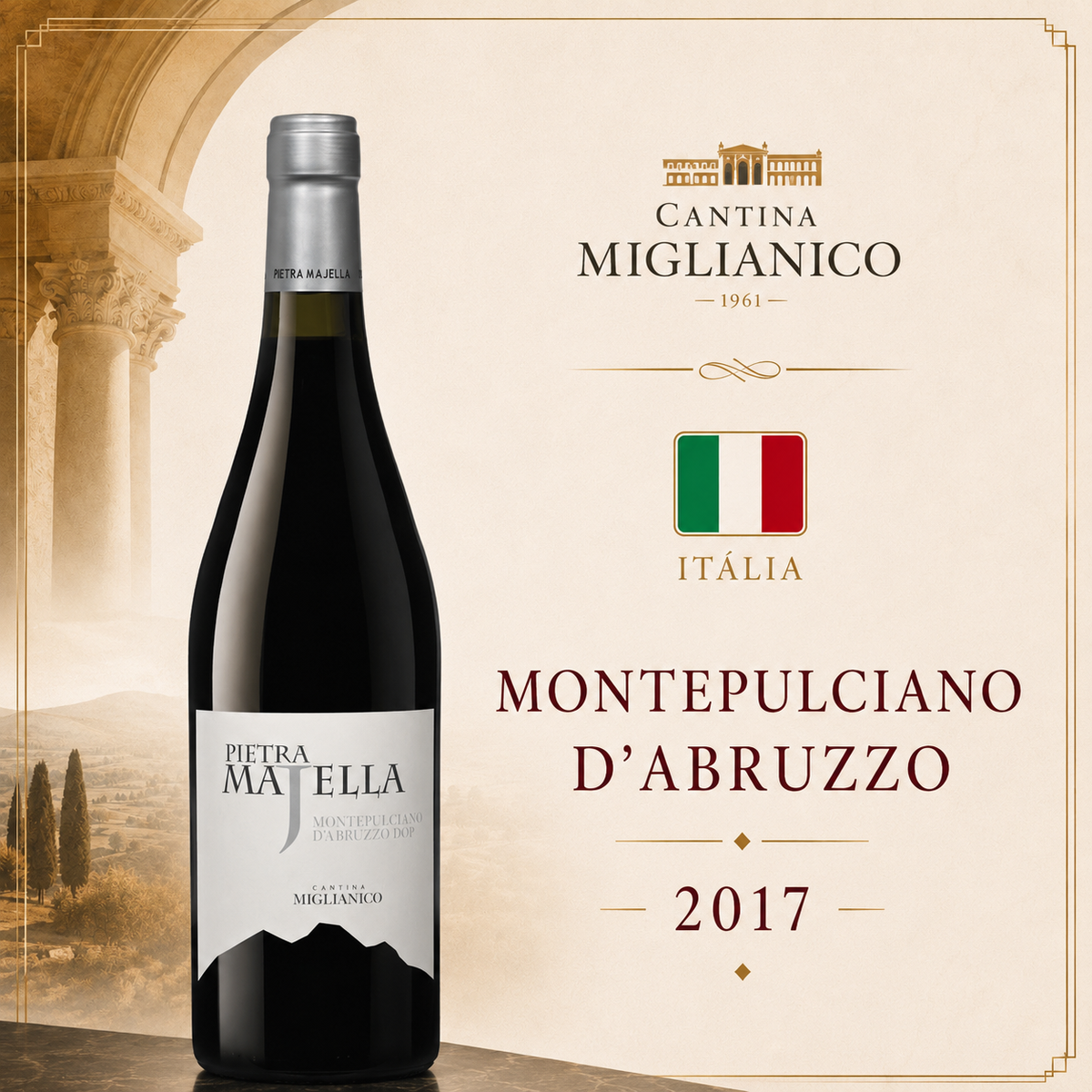 Pietra Majella Montepulciano DOP 2017 - Vinho Fino Tinto Seco750 ml