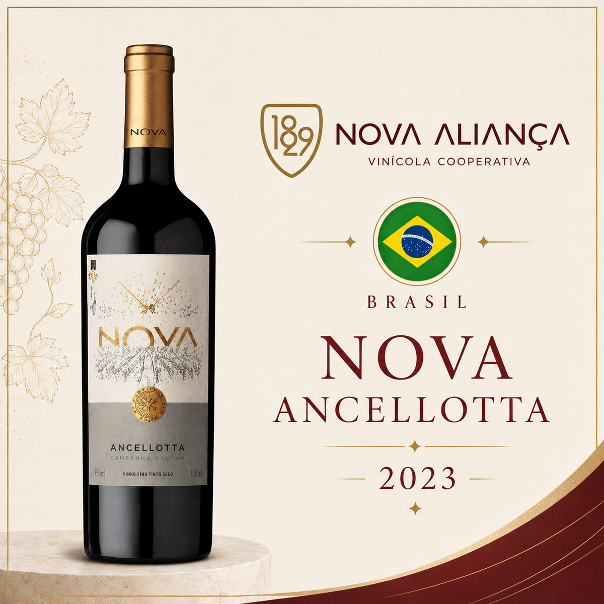 Nova Ancellotta 2023 – Vinho Tinto Seco 750ml