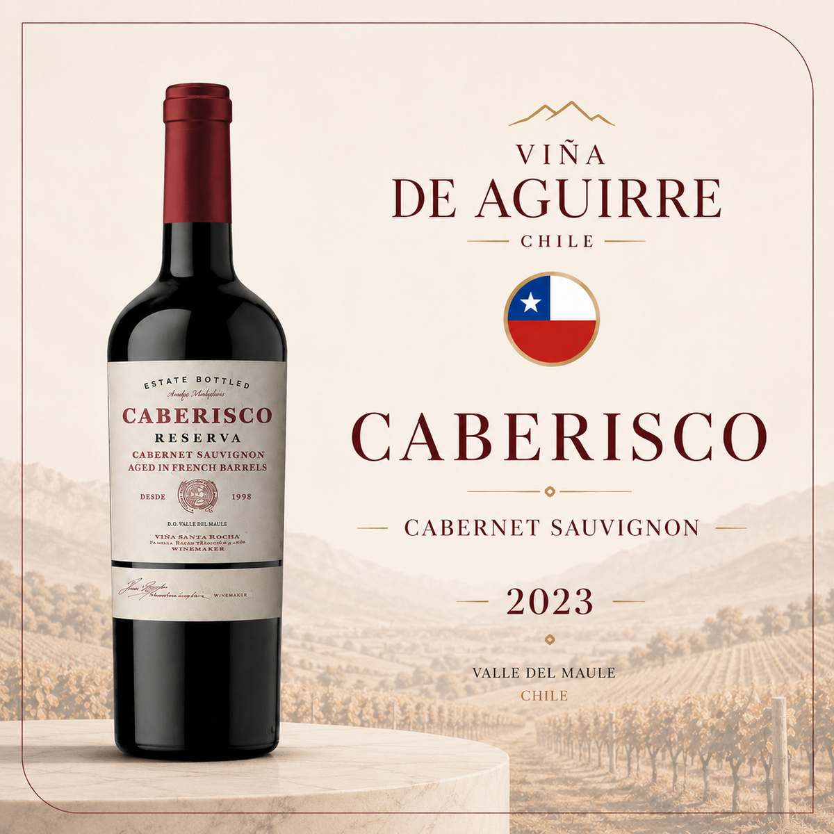 Caberisco Cabernet Sauvignon Reserva 2023 – Vinho Fino Tinto Seco 750ml