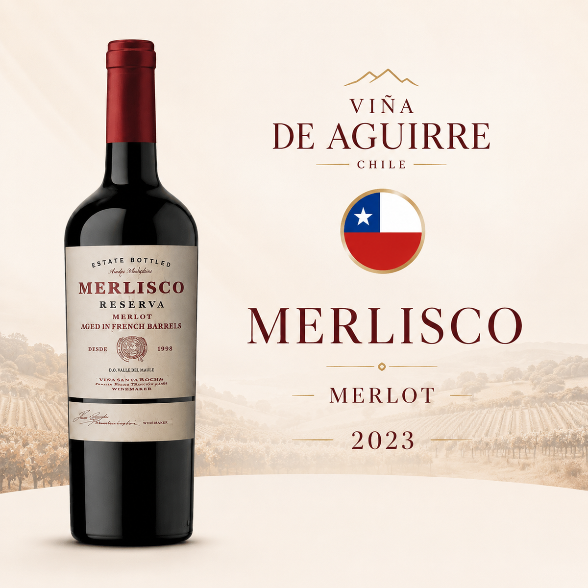 Merlisco Merlot Reserva 2023 – Vinho Fino Tinto Meio Seco 750ml