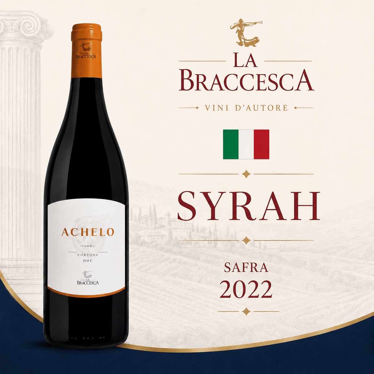 La Braccesca Achelo Syrah Cortona DOC 2022 – Vinho Fino Tinto Seco 750ml