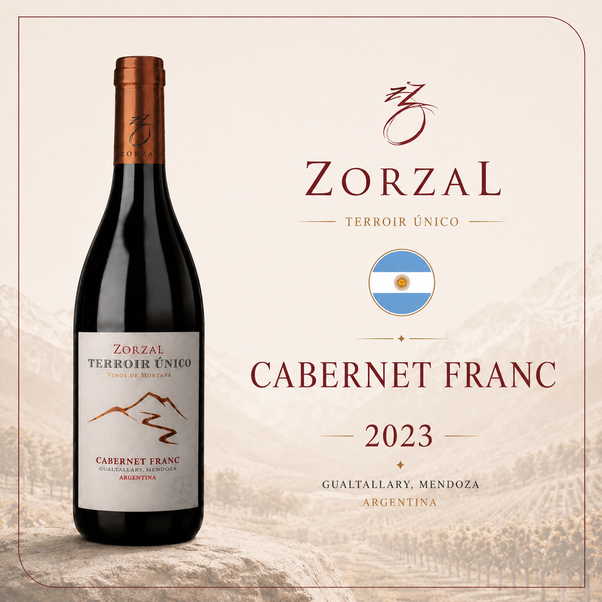Zorzal Cabernet Franc 2023 Terroir Único – Vinho Fino Tinto Seco 750ml