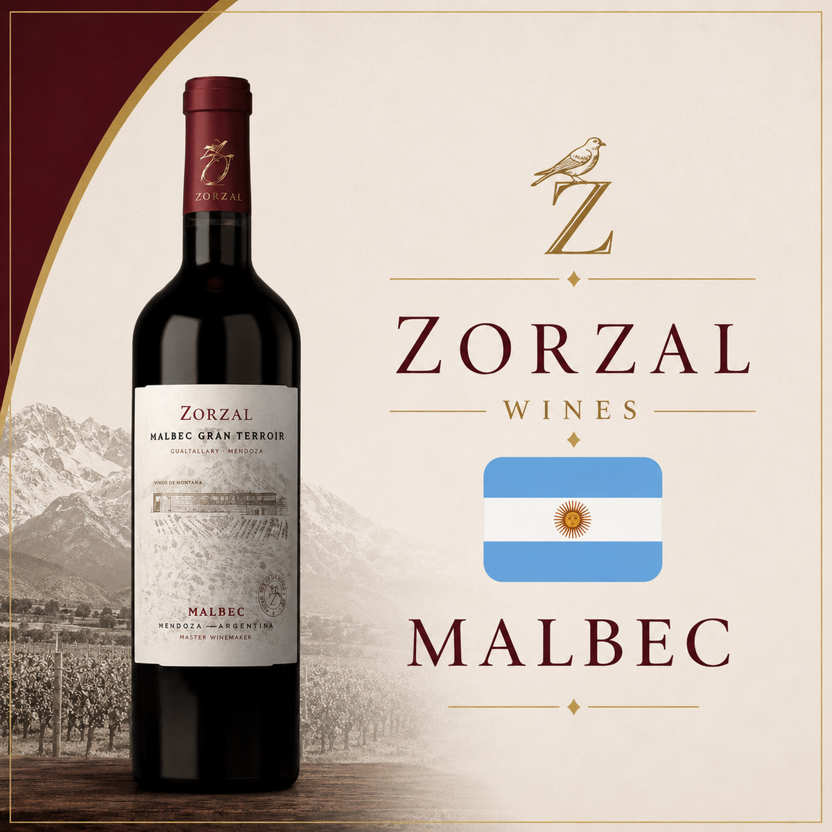 Zorzal  Gran Terroir Malbec 2022 – Vinho Fino Tinto Seco 750ml
