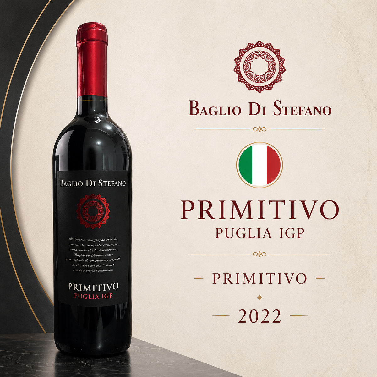 Baglio Di Stefano - Primitivo Puglia IGP - Vinho Fino Tinto Meio Seco 750 ml