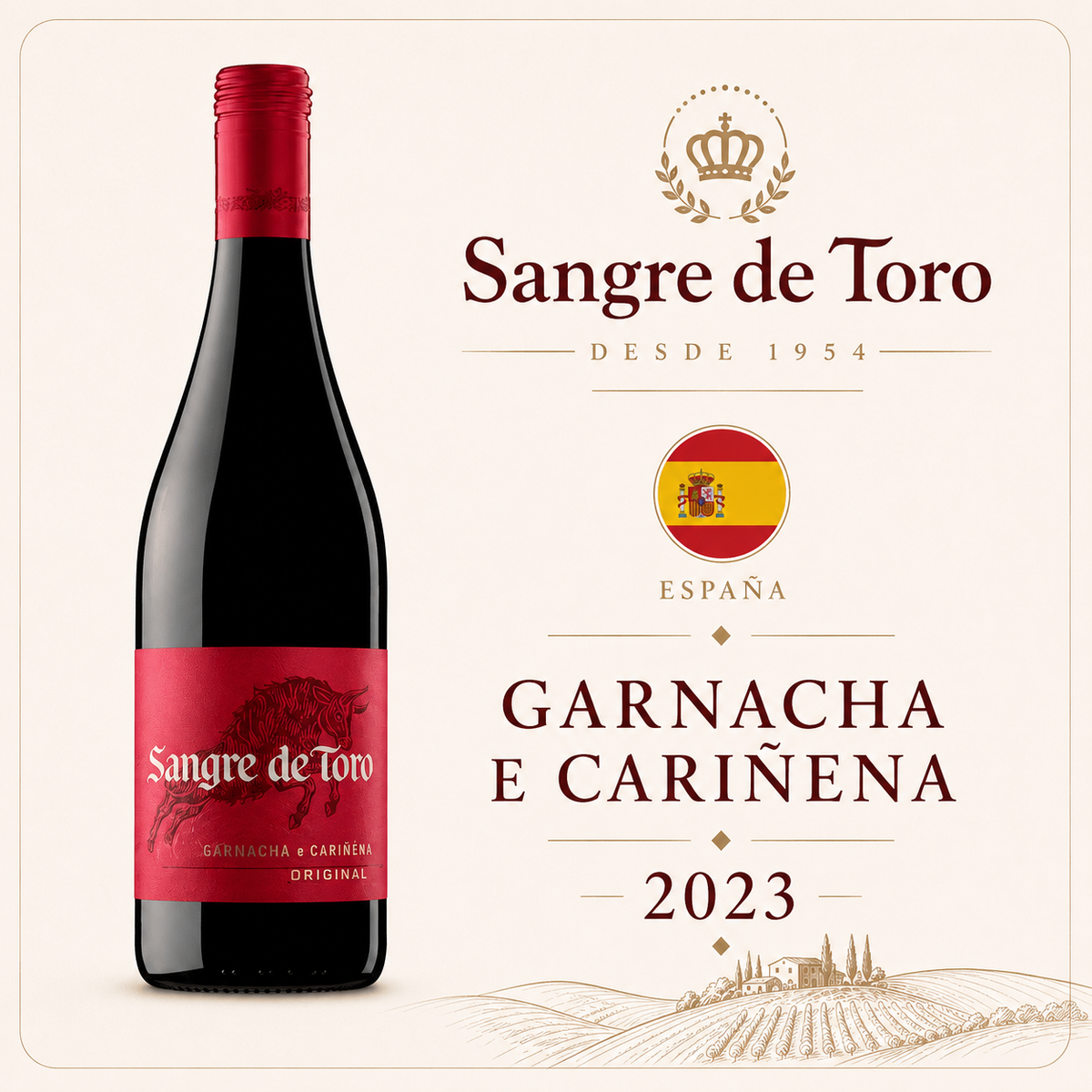 Sangre de Toro Garnacha e Cariñena 2023 – Vinho Tinto Seco 750ml | Catalunha