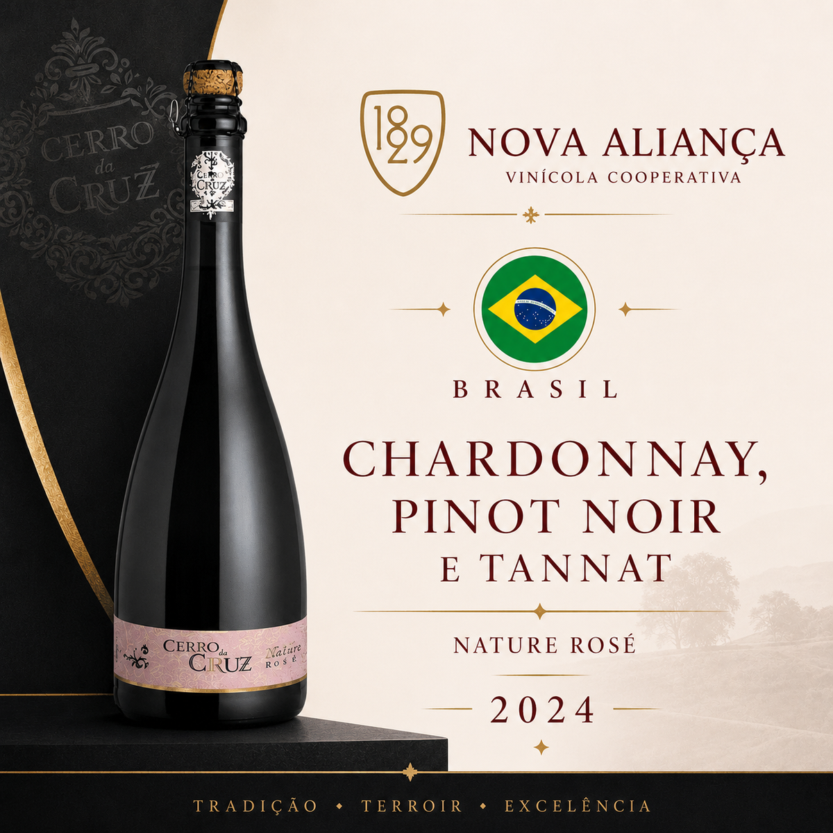 Cerro da Cruz Nature Rosé 2024 – Espumante Rosé Nature 750ml
