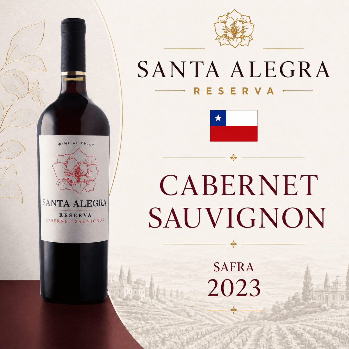 Santa Alegra Cabernet Sauvignon Reserva 2023 – Vinho Fino Tinto Seco 750ml