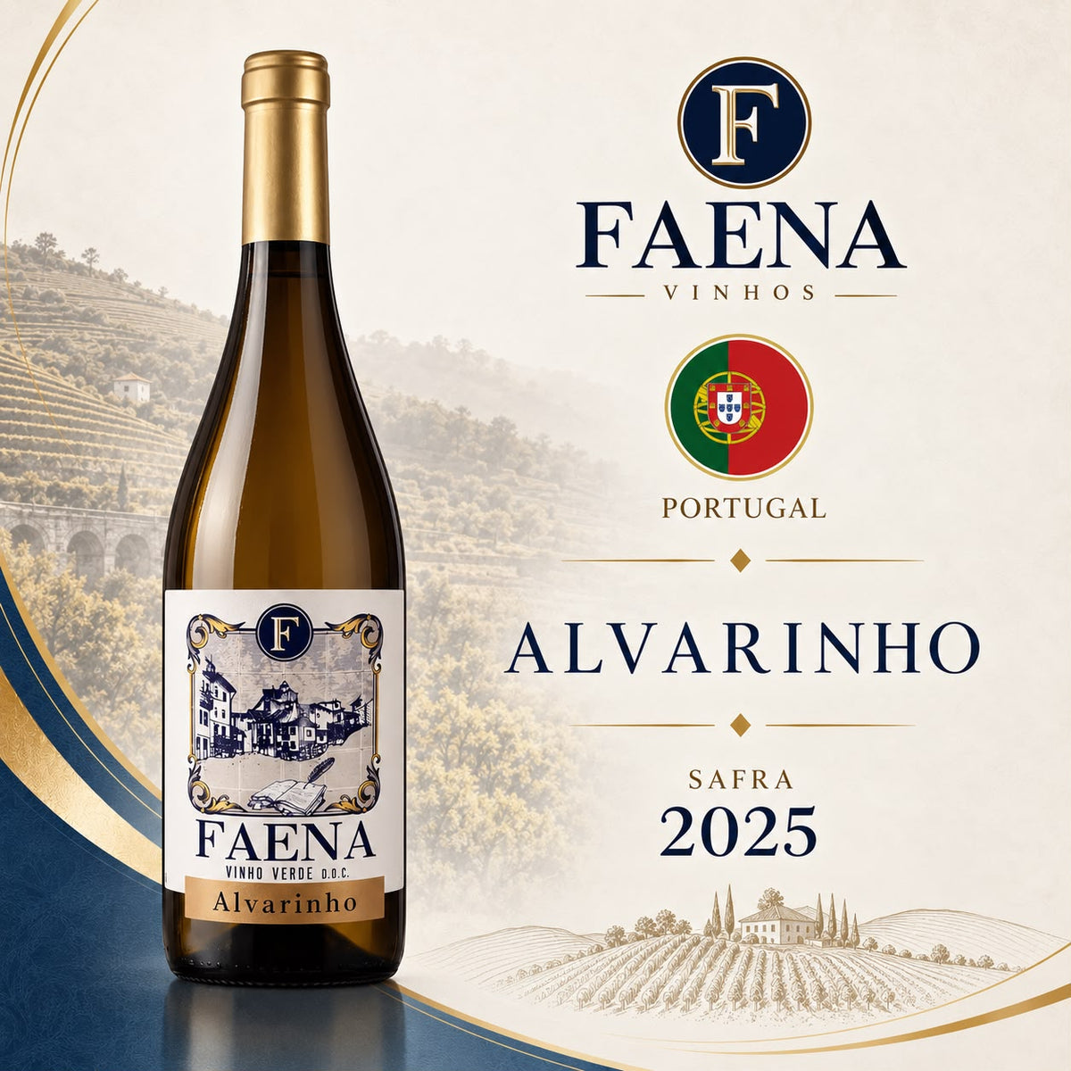 Faena Vinho Verde  D.O.C - Vinho Fino Branco Meio Seco 750 ml